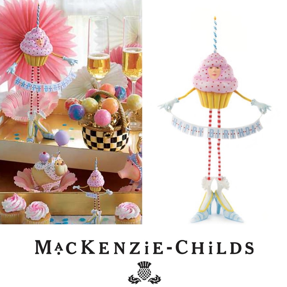 NEW NWT Mackenzie-Childs birthday decor patience Brewster cupcake figure party